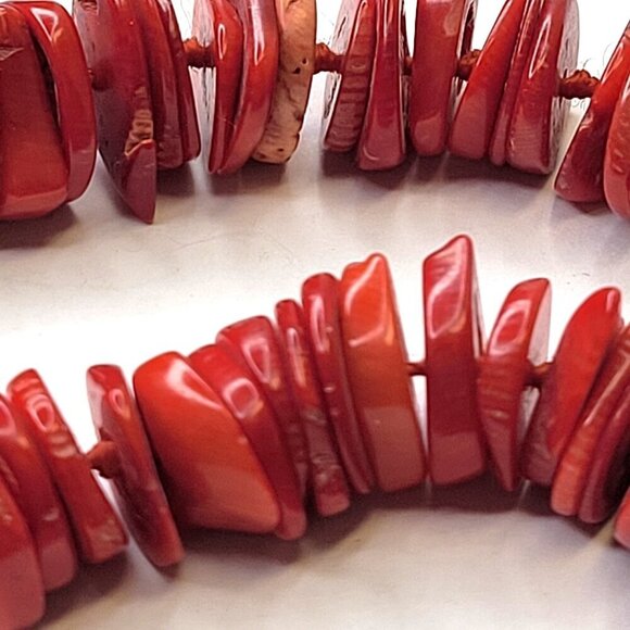 Womens Red Coral Necklace  Disc Beaded Necklace - Picture 13 of 16